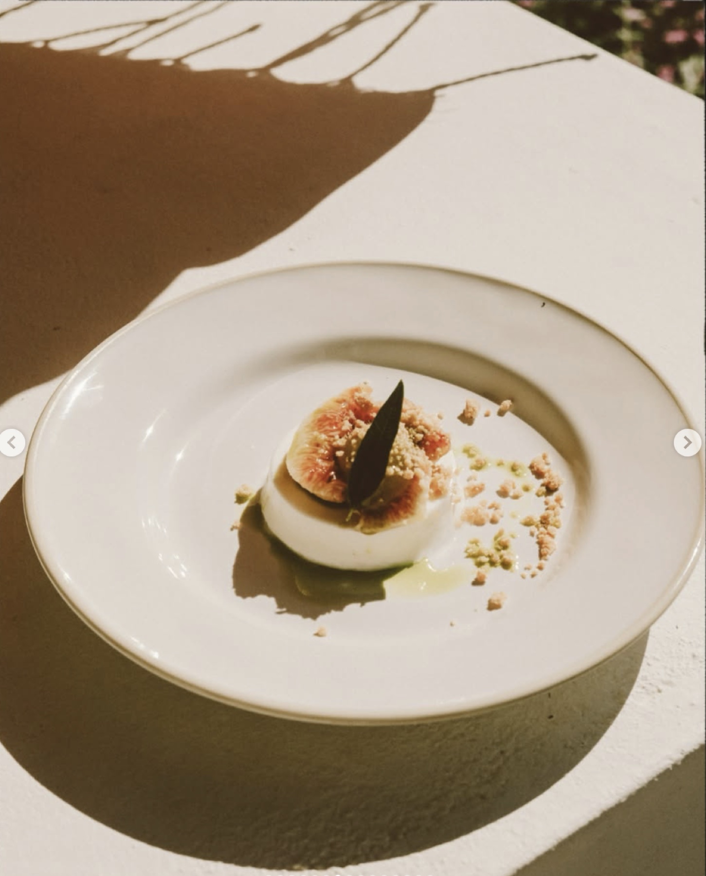 A beautifully plated fig dessert prepared for the retreat